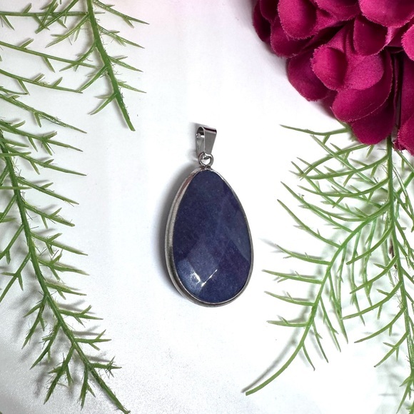 Jewelry - NEW⚜️Indigo Agate Stone Teardrop Pendant Charm